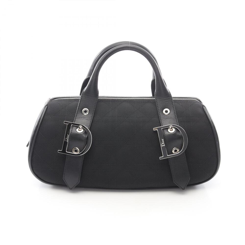 Dior Cannage Tote Bag Canvas Leather Black